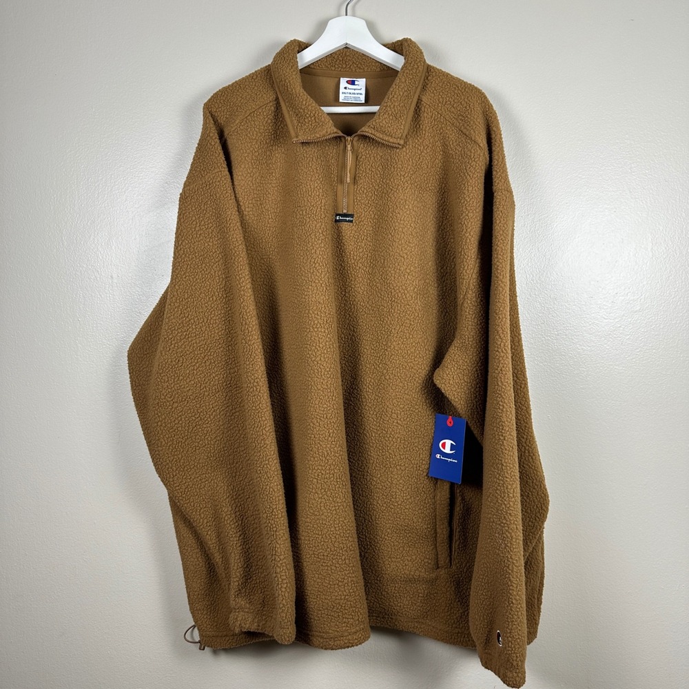 Champion Men's 3XLT Sherpa Fleece 1/4 Zip Pullover Acorn Brown NEW
